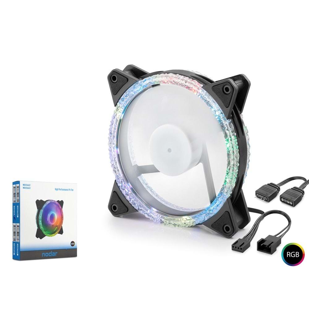 Nodar Nd2662 Kasa Fanı Otomatik Kristal Rgb 12Cm Siyah