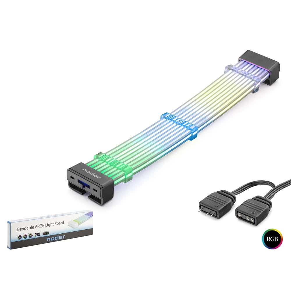 Nodar Nd2803 Silikon Işıklı Bendable ARGB Light Board 2x8p Siyah (Dekoratif GPU Aydınlatma Kablosu)