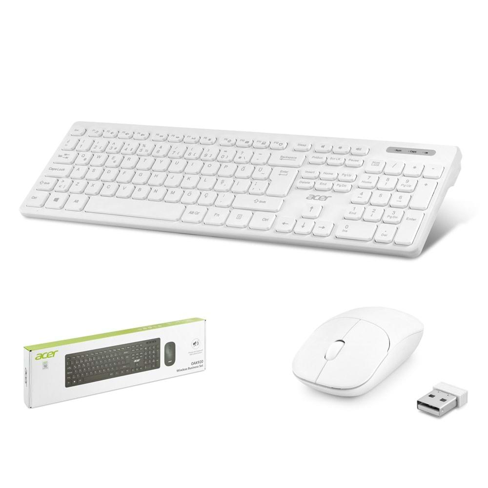 ACER OAK920B KLAVYE MOUSE SET WIRELESS SESSİZ 1200 DPI BEYAZ