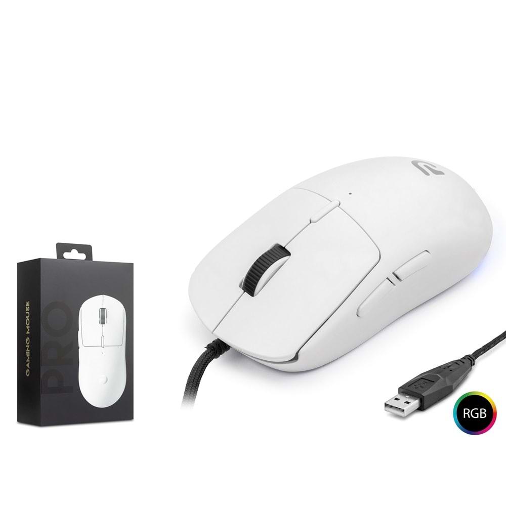 Nodar G100w Rgb Gaming Mouse 3200Dpi 6 Tuş, Kablolu Oyuncu Mouse Beyaz