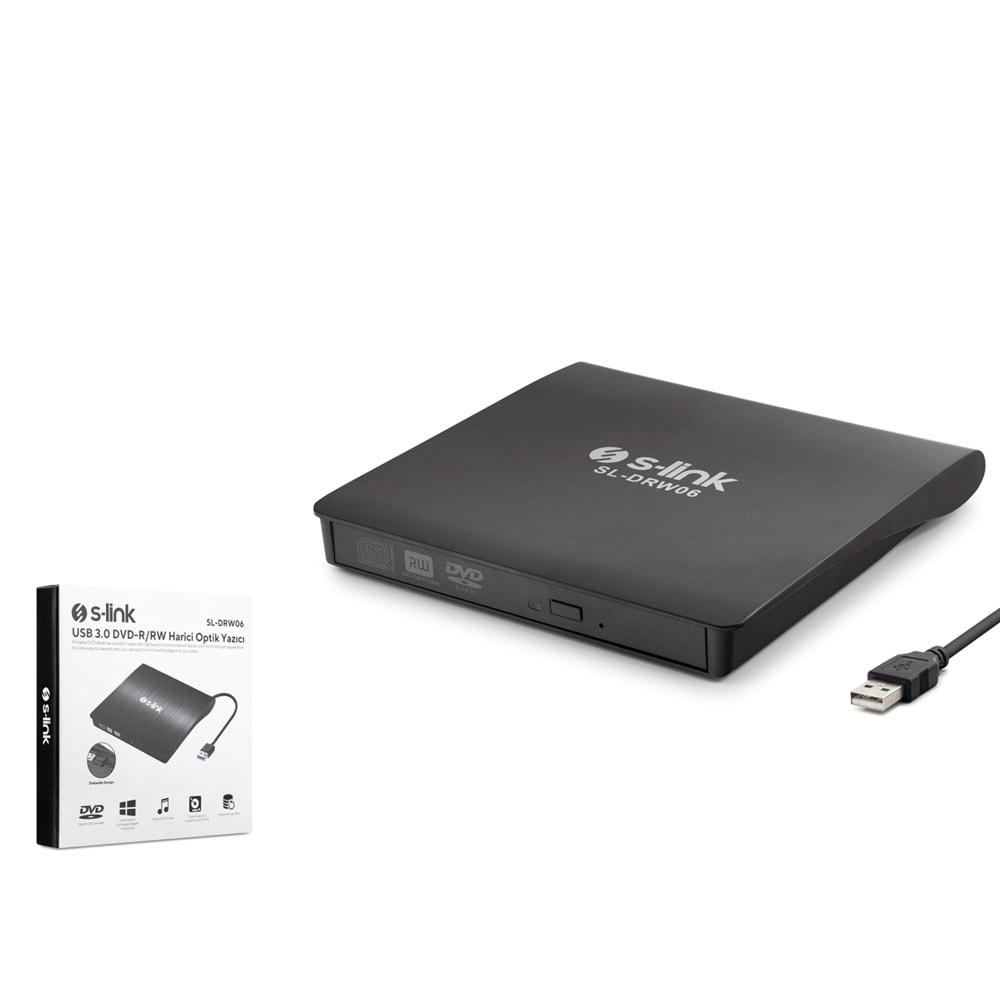 S-LINK SL-DRW06 USB 3.0 DVD-R/CD-R/RW/DVD-RW ULTRA SLİM HARİCİ OPTİK YAZICI