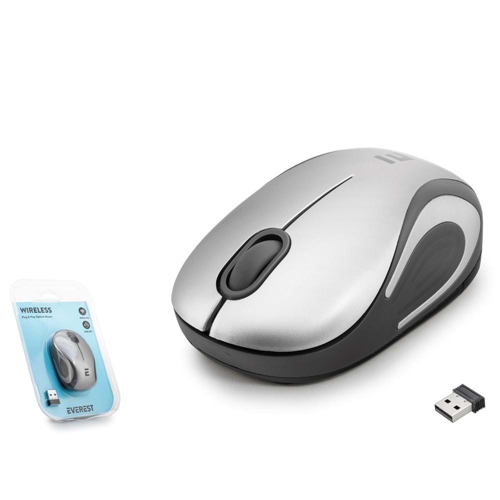 EVEREST SMW-555 USB GÜMÜŞ 2.4GHZ OPTİK MİNİ WIRELESS MOUSE