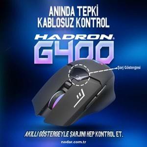 Hadron G400 Gaming Bluetooth Kablosuz Mouse Type-C Şarjlı + Led Ekran 1600Dpi Rgb Oyuncu Sessiz Mouse Siyah