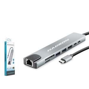 Hadron Hdx7841 Type-C Hdtv Combo Hdmi 4K 30Hz + 2*Type-C + 2*Usb3.0 + Lan + Sd + Tf 8In1 Gri