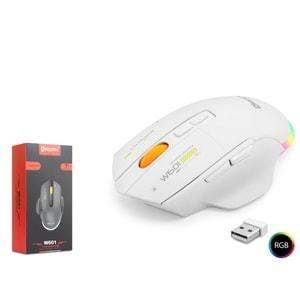 Mkespn W601W Gaming Mouse Kablosuz + Kablolu 12800 Dpi 7 Tuş Makro 1000Hz Rgb Oyuncu Mouse Beyaz