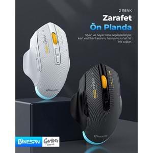 Mkespn W601W Gaming Mouse Kablosuz + Kablolu 12800 Dpi 7 Tuş Makro 1000Hz Rgb Oyuncu Mouse Beyaz