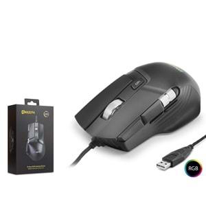Mkespn X13 Gaming Mouse Kablolu 12400 Dpi 10 Tuş Makro Rgb Oyuncu Mouse Siyah