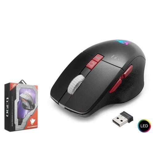 Hadron G390 Kablosuz Oyuncu Mouse Type-C Port Şarjlı Göstergeli Rgb 1600Dpi Sessiz Siyah