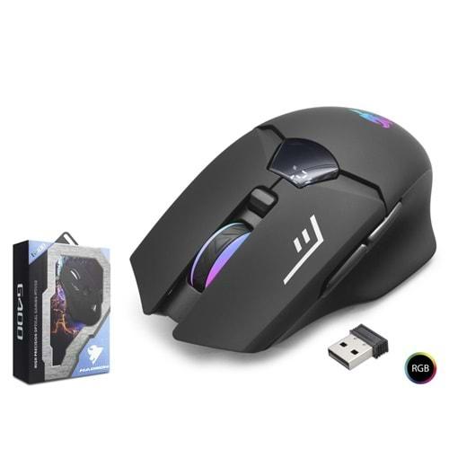 Hadron G400 Bluetooth Oyuncu Mouse Type-C Port Şarjlı + Ekran Göstergeli Rgb 1600Dpi Sessiz Siyah