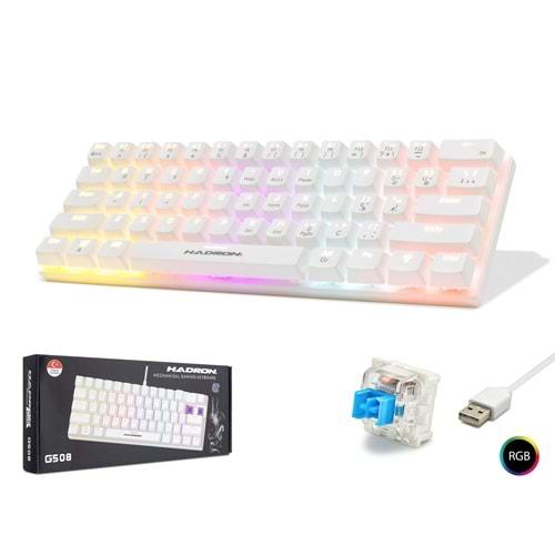 Hadron G508B Kablolu Oyuncu Mini Klavye Mekanik Blue Switch Rgb Q Beyaz