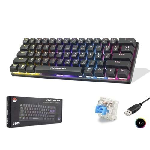 Hadron G509B Kablolu Oyuncu Mini Klavye Mekanik Blue Switch Rgb Q Siyah
