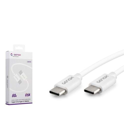 GENAX GNX119 USB-C (M) TO USB-C (M) KABLO 1M 60W BEYAZ