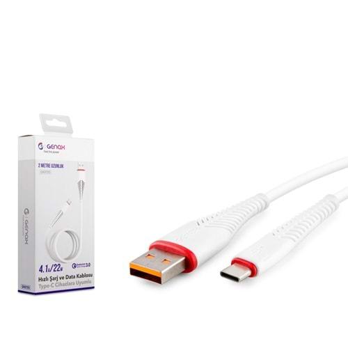 GENAX GNX130 TYPE-C (M) TO USB (M) KABLO BALIK 4.1A 22W BEYAZ 2MT