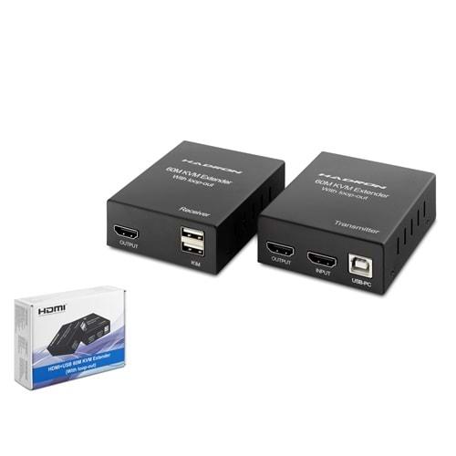 HADRON HDX1356 HDMI KVM EXTENDER 60M SİYAH