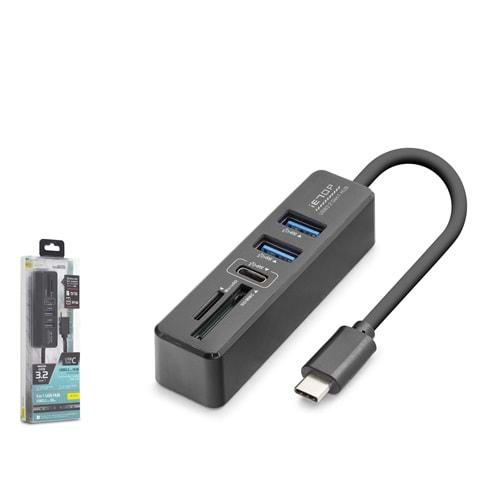 Hadron Hdx7060 Type-C Hub 5Gbps 2x Usb 3.2 +1x USB-C+ SD + microSD Kart Okuyucu Siyah