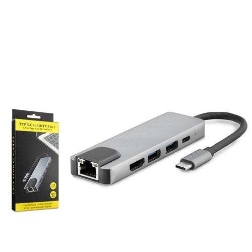 HADRON HDX7831 TYPE-C TO HDMI + 2USB3.0 + ETHERNET + TYPE-C