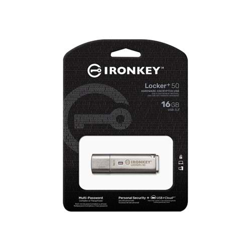 KINGSTON IRONKEY IKLP50-16GB LOCKER+50 16GB USB 3.2 FLASH BELLEK