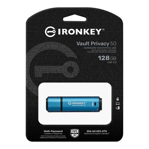 KINGSTON IRONKEY IKVP50C-128GB VAULT PRIVACY 50C 128GB FLASH BELLEK