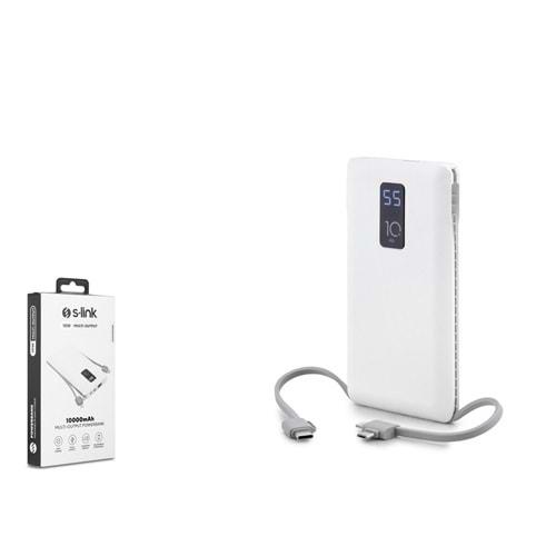 S-LINK IP-T100C POWERBANK LIGHTNING+MICRO+TYPE-C KABLOLU 10000MAH