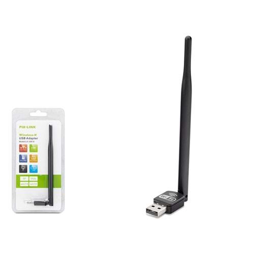 PIX-LINK LV-UW10B WIRELESS ADAPTÖR 150MBPS 5DBI TEK ANTEN SİYAH