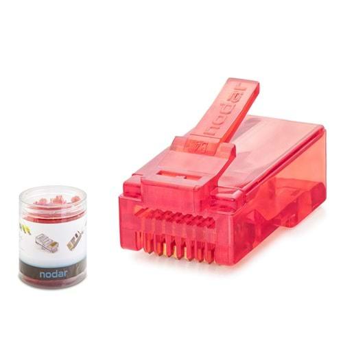 Nodar Nd2403 Cat6 Konnektör Ezrj45 100Lü Plastik Kutu Kırmızı