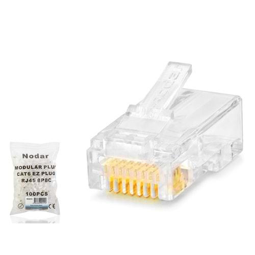 Nodar Nd2415 Cat6 Konnektör Ezrj45 100Lü Paket Şeffaf