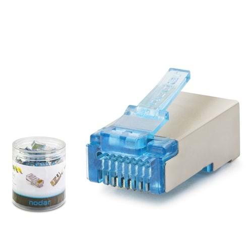 Nodar Nd2420 Cat6E Konnektör Ezrj45 Metal 100Lü Plastik Kutu Mavi
