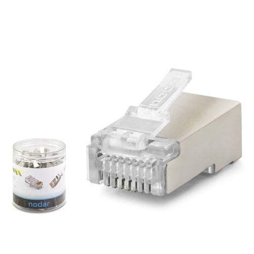 Nodar Nd2423 Cat6E Konnektör Ezrj45 Metal 100Lü Plastik Kutu Şeffaf