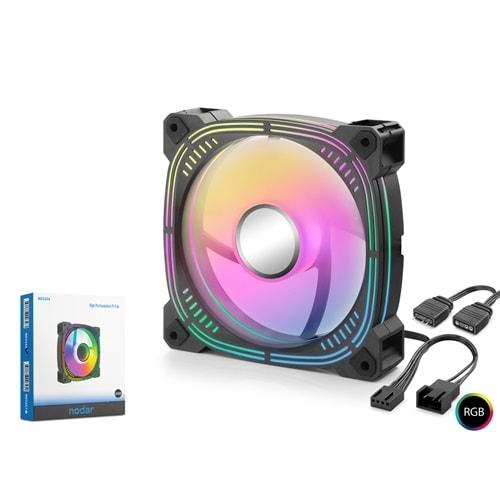 Nodar Nd2656 Kasa Fanı 3.Nesil İç ve Dış Parıltı Rgb 12Cm Siyah