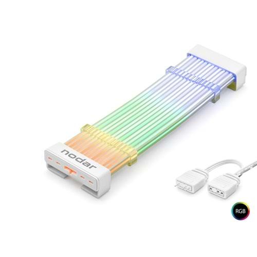 NODAR ND2800A 24 Pin ARGB Anakart Güç Uzatma Kablosu Bükülebilir Işıklı Kılıf 2 mm 54 60 LED Beyaz
