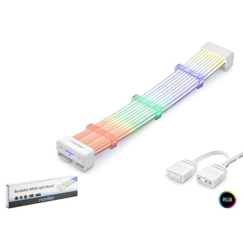 Nodar Nd2802 Silikon Işıklı Bendable ARGB Light Board 2x8p Beyaz (Dekoratif GPU Aydınlatma Kablosu)