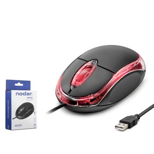 NODAR ND3251 MOUSE KABLOLU USB 800 DPI 110CM LEDLİ