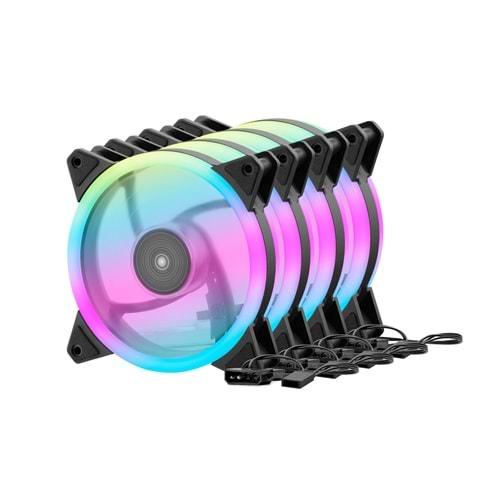 REVENGE RV500 KASA FANI RGB 12CM DÖNEN MODLU SİYAH 4LÜ SET