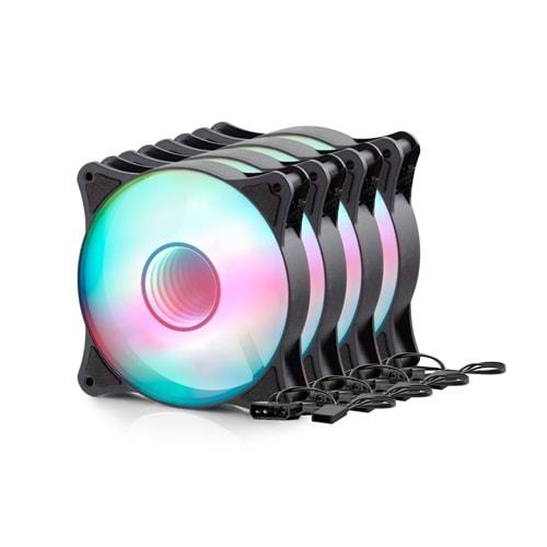 REVENGE RV700A KASA FANI RGB 12CM INFINITE AYNALI DÖNEN MODLU SİYAH 4LÜ SET