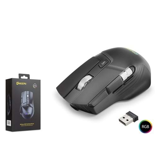 MKESPN W13 RGB Oyuncu Mouse – Kablosuz, Bluetooth & Kablolu Gaming Mouse – 10000 DPI, 10 Tuş Makro, 1000Hz (Siyah)